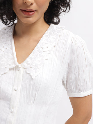Elle Women White Collar Dress