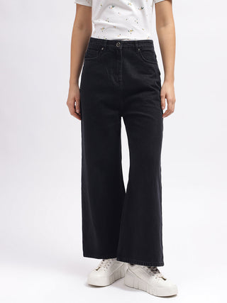 Elle Women Black Flare Jeans