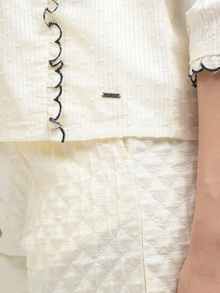 Elle Women Cream Band Collar Top
