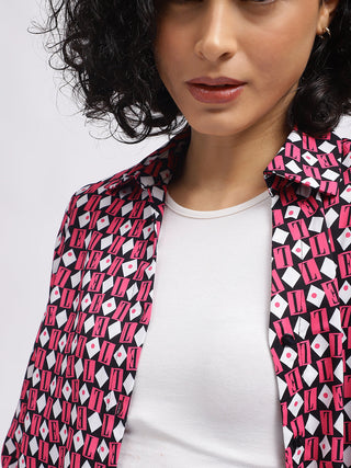 Elle Women Pink Collar Shirt
