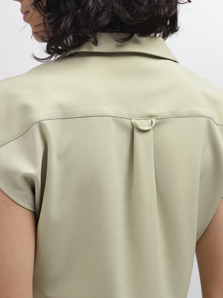 Elle Women Green V Neck Top