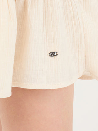 Elle Women White Embroidered V Neck Dress