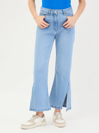 Elle Women Blue Bootcut Fit Solid Jeans