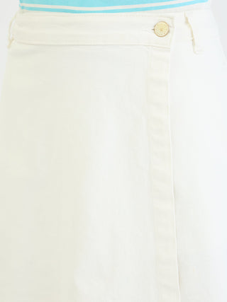 Elle Women White Relaxed Fit Solid Skirt