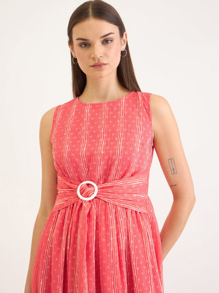 Elle Women Red Printed Round Neck Dress
