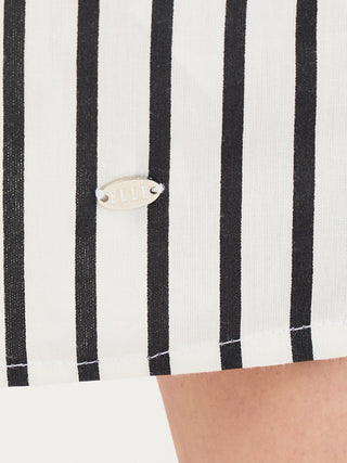 Elle Women Black Striped Collar Dress