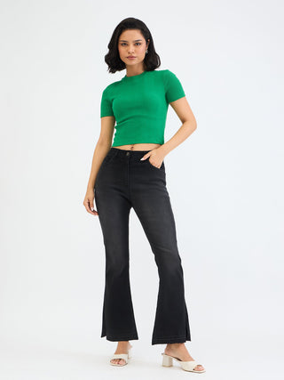 Elle Women Black Bootcut Solid Jeans