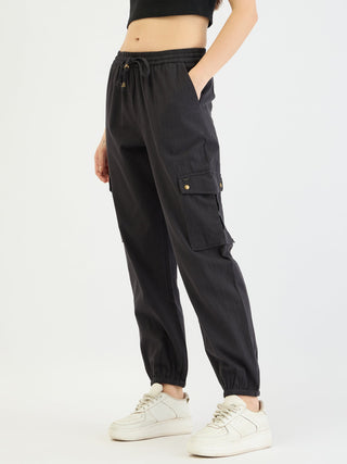 Elle Women Black Relaxed Fit Solid Jogger