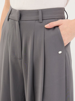 Elle Women Grey Flared Fit Solid Trouser