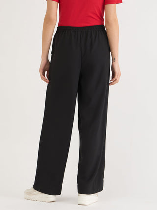 Elle Women Black Relaxed Fit Solid Cargo Trouser