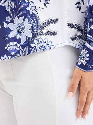 Elle Women Blue Printed Collar Shirt