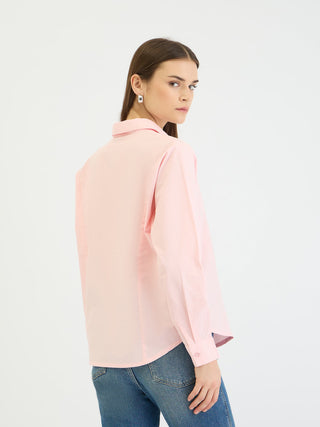 Elle Women Pink Solid Collar Shirt