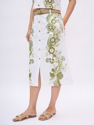 Elle Women White Relaxed Fit Printed Skirt