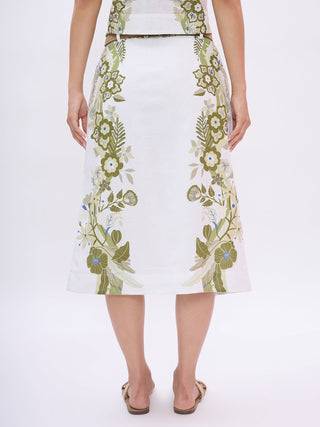 Elle Women White Relaxed Fit Printed Skirt