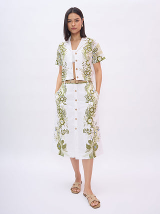 Elle Women White Relaxed Fit Printed Skirt