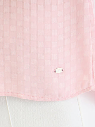 Elle Women Pink Check Collar Top