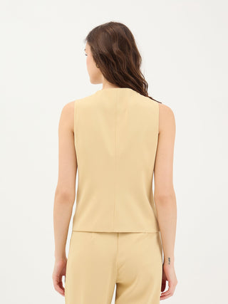 Elle Women Yellow Solid V Neck Top