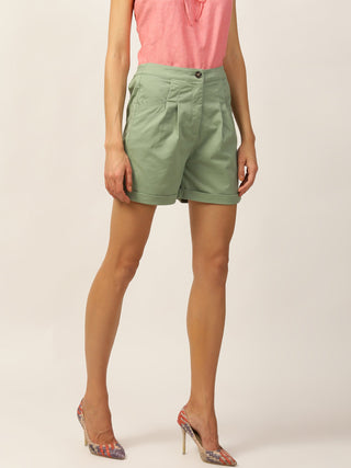 Elle Women Green Regular Fit Shorts