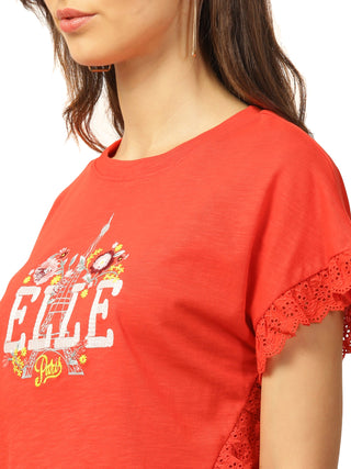 Elle Women Beige Tshirt