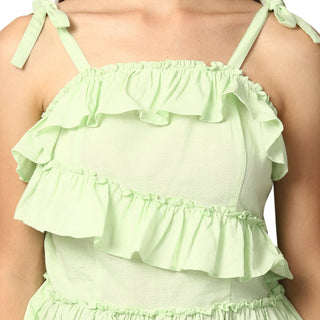 Elle Women Green Solid Round Neck Top