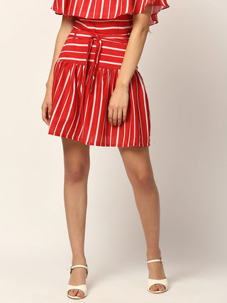 Elle Women Red Printed Regular Fit Skirt