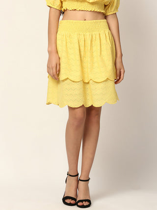 Elle Women Yellow Regular Fit Skirt