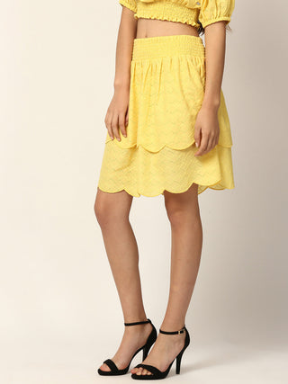 Elle Women Yellow Regular Fit Skirt